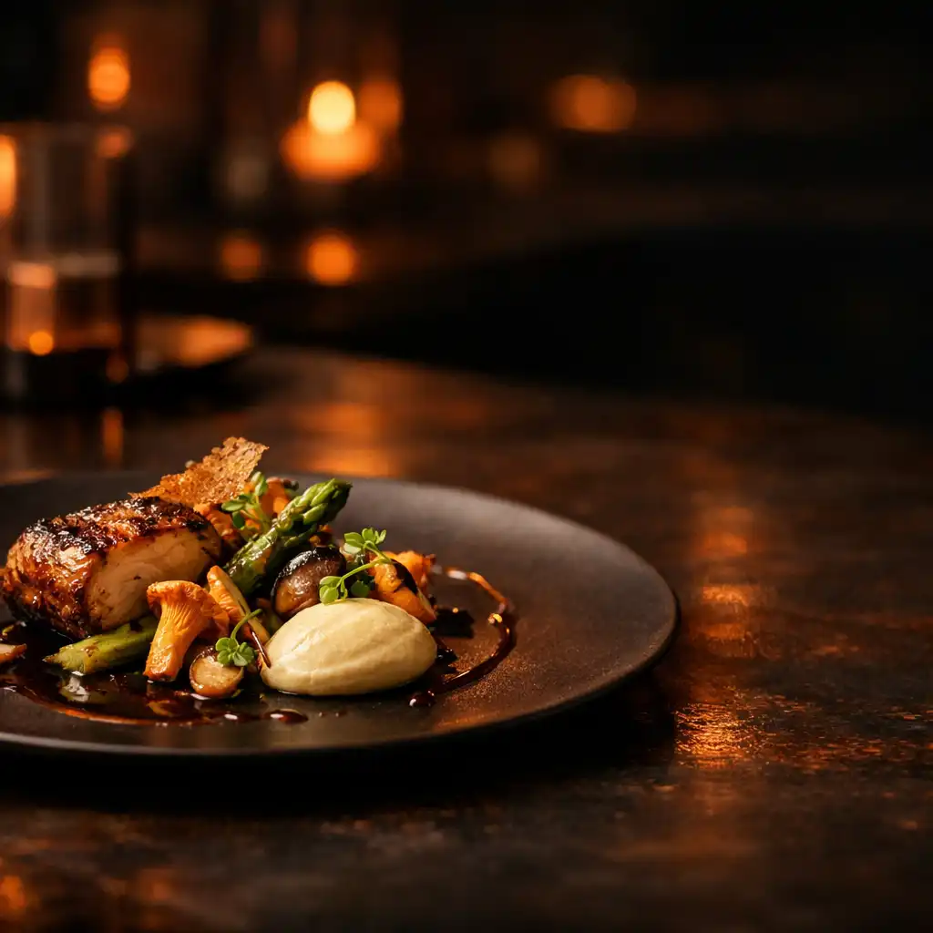 Plat gastronomique contemporain